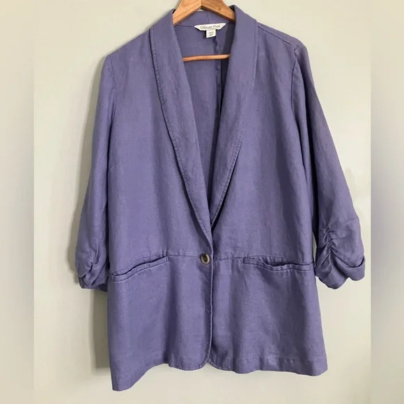 COLDWATER CREEK Lavender Linen Blazer and Straight Leg Pant Set Size 18W - Picture 2 of 14